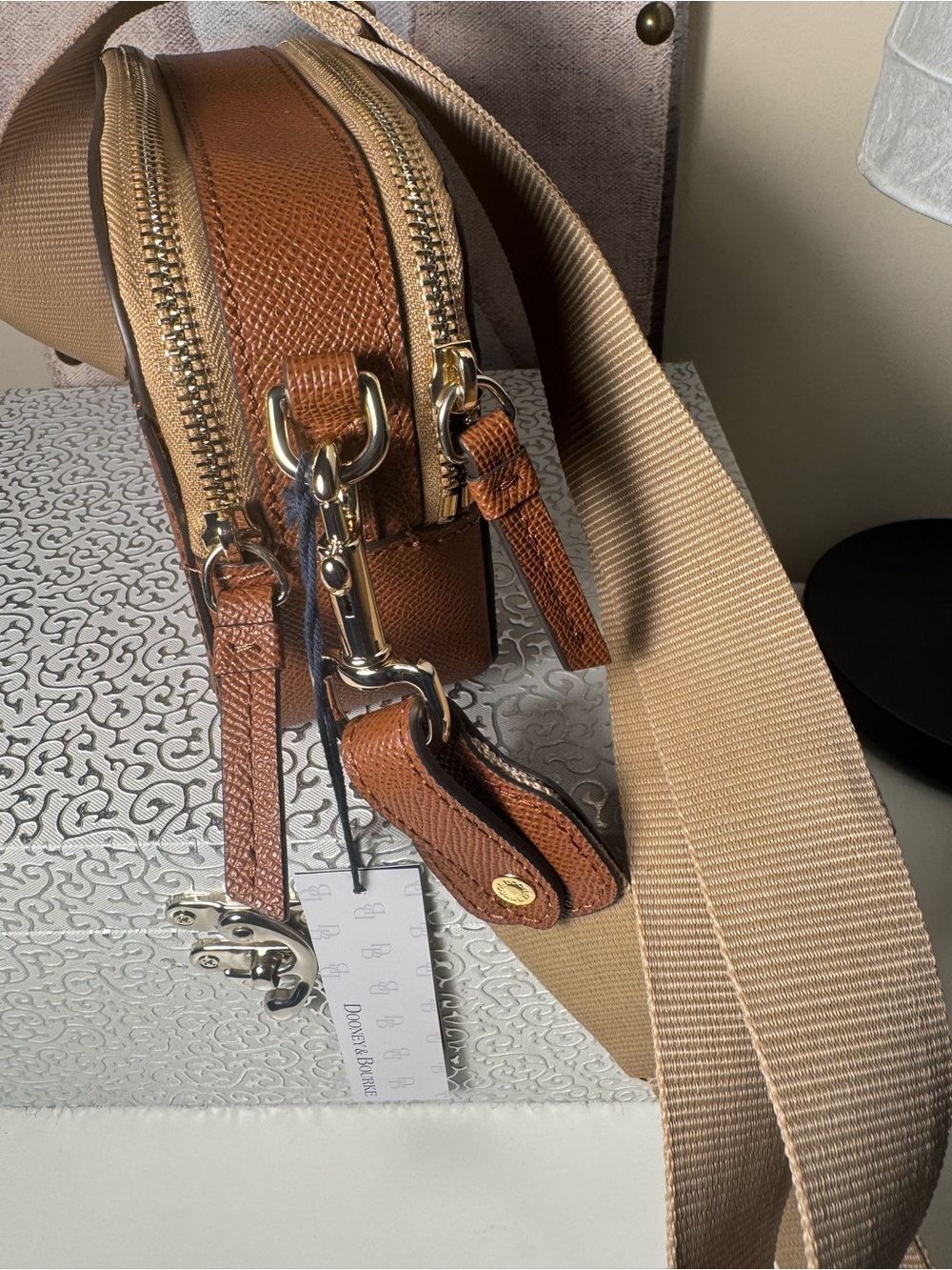 Dooney & Bourke Brown Leather Belt Bag with Tan Strap - Picture 3 of 7